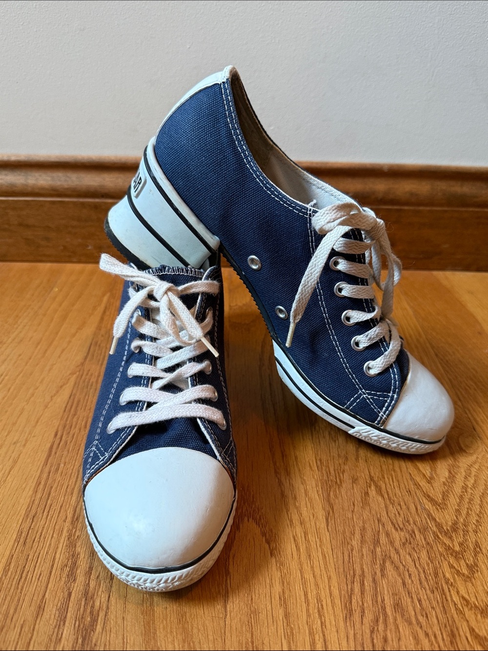 Converse Rare Vintage 90s All Star Chunky Heeled Navy Oxford Shoes Size USA 8.5